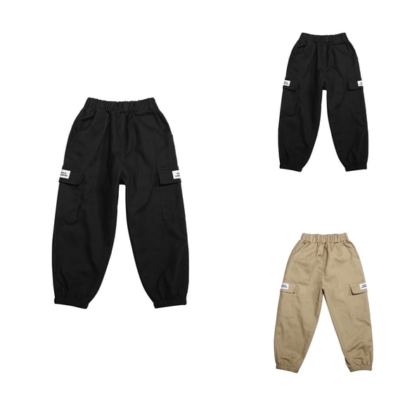 Boys' Summer Cargo Joggers, Loose Casual Sweatpants with Pockets for Sports & Activewear, Stretchy Pull-On Track Pants Relaxed Fit