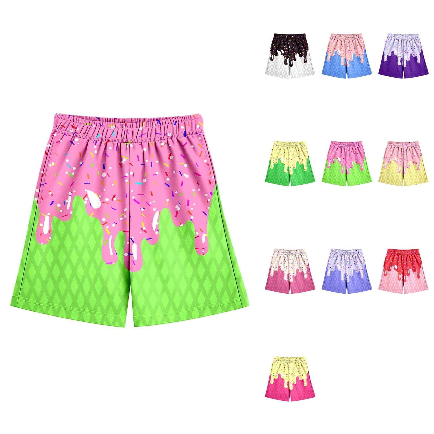 Boys Summer Casual Baseball Shorts Ice Cream Print Design Elastic boys-summer-casual-baseball-shorts-ice-cream-print-design-elastic
