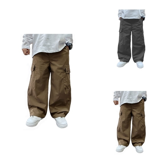 Boys Summer Casual Cargo Sweatpants, 3-Pack Solid Color Loose Trousers for Sports Activewear (Toddler Ages 3-7 Years)