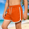 thumbnail image 1 of Boys Summer Casual Layer Solid Swimming Pants for Ages 9 16 Beach Swim Trunks Breathable Elastic Waist, 14-15 Years, Orange, 1 of 4