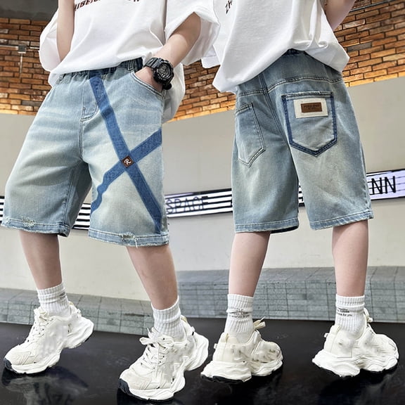 Boys Summer Casual Loose Fit Five Points Shorts Comfortable Cool Style For Kids And Big Boys Toddler Comfortable Lightweight Hiking Pants Kids Pull On Sweatpants