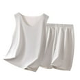 thumbnail image 1 of Boys Summer Casual Outfits Sleeveless Round Neck Solid Color Shorts Pajama Set Comfortable Elastic Waist Daily Wear For Kids Boy Clothes Outfits Comfortable Casual Clothing Set, 1 of 2