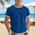 thumbnail image 1 of Boys Summer Casual Short Sleeve Shirt Blend Round Neck Tee Color Design Comfortable Daily Wear Top For KidsBlue5-6 Years, 1 of 5