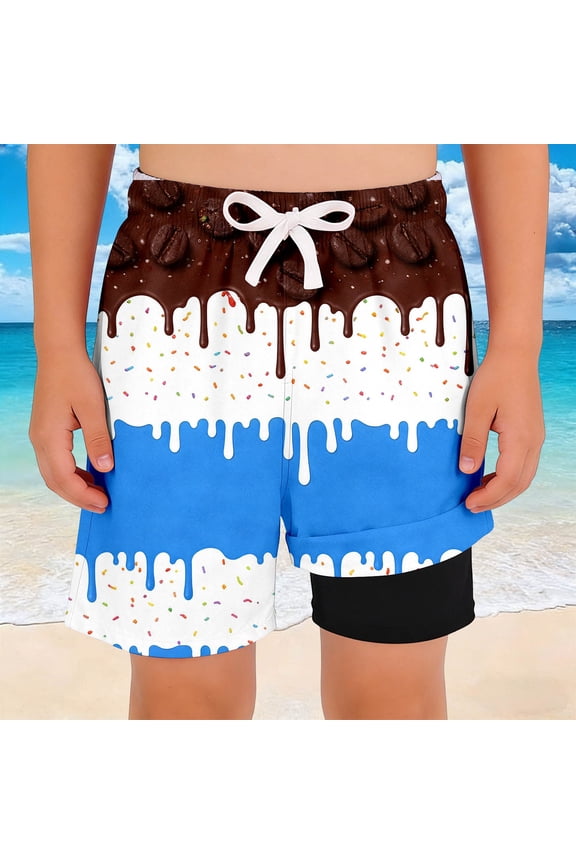 Boys Summer Casual Shorts High Waist Comfort Fit Loose Printed Elastic Waistband Playwear for Kids and Toddlers Everyday School and Outdoorwear, 11-12 Years, Sky Blue