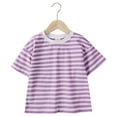 thumbnail image 1 of Boys Summer Casual Striped Short Sleeve Color Block Crewneck Pullover T-Shirt Top for Daily Wear T-Shirts Kids Short Sleeve Crewneck Solid Basic Tees Casual Tops, 1 of 8