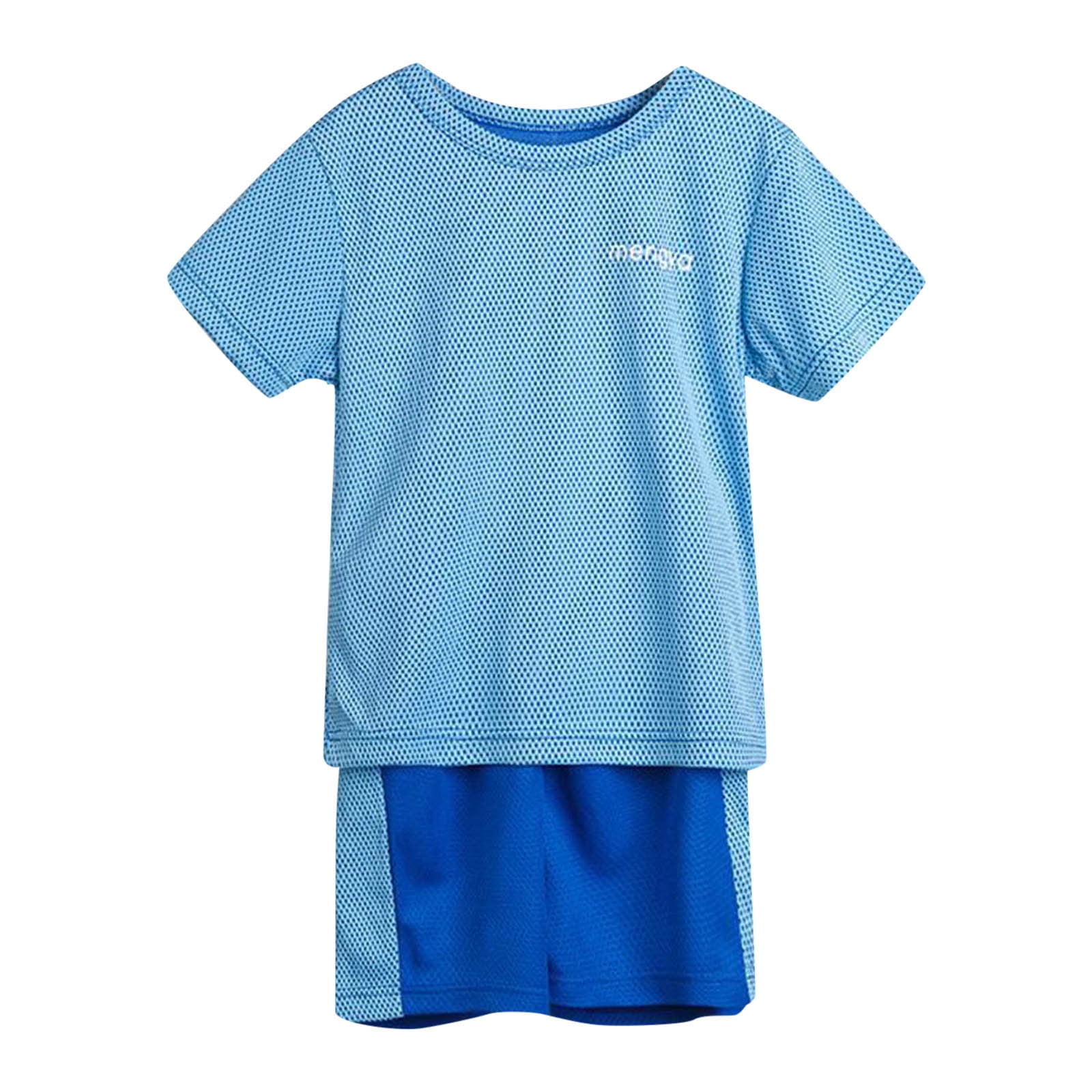 Boys Soccer Print Summer Set – White T-Shirt with Navy Shorts