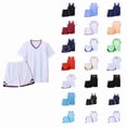 thumbnail image 1 of Boys Summer Clothing Sets Quick Dry Loose Athletic Performance Crew Neck T-Shirt and Short Outfit for Sports Kids Soccer 5-6 Years, 1 of 5