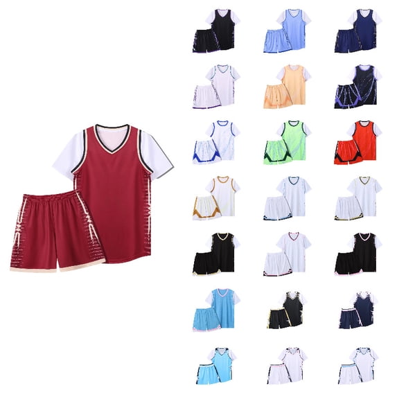 Boys Summer Clothing Sets Quick Dry Loose Athletic Performance Crew Neck T-Shirt and Short Outfit for Sports Kids Soccer 9-10 Years