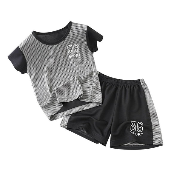Boys Summer Clothing Sets Tee Shirt with Sports Shorts Basketball for Toddler Boys 5-6 Years