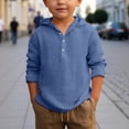 thumbnail image 1 of Boys Summer Hooded Shirt Long Sleeve Button Down Beach Top Breathable Solid Color Casual Wear for Youth Children Boys Cut off Shirt Toddler Boys Top Undershirts, 1 of 3