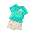 thumbnail image 1 of Boys' Summer New Solid Color Cartoon Little Yellow Duck Round Neck Short Sleeve T-shirt Set Casual Fashion Shorts Two Piece Set, 1 of 5