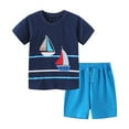 thumbnail image 1 of Boys Summer Outfit Casual Crew Neck T Shirt Shorts For Kids,Little Boys Size 6-7T,Dark Blue, 1 of 6