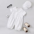 thumbnail image 1 of Boys Summer Outfits Baby Boys Short Sleeve White Jumpsuit with Hat 2 Piece Set Boys' Clothing Sets White 0-3 Months, 1 of 7