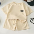 thumbnail image 1 of Boys Summer Outfits Beige Pullover Short Sleeve Shirt Short Sets Baby Boy Summer Outfits Girls Outfits Size 9-10 Years Summer&nbsp;Clothing, 1 of 2