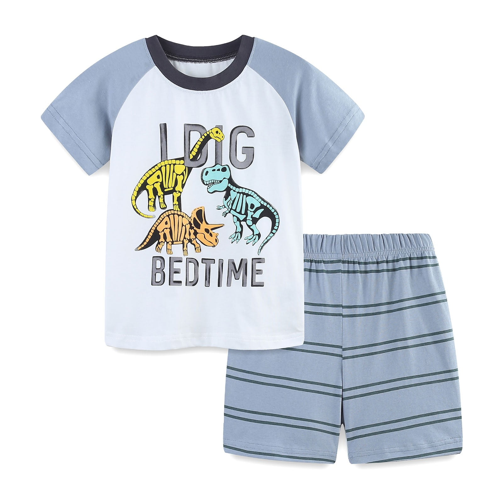 Boys Summer Outfits Cartoon Dinosaur Print Knit Short Sleeve T Shirt ...