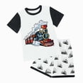 thumbnail image 1 of Boys Summer Outfits Cartoon Train Print Short Sleeve T-Shirt And Shorts 2-Piece Breathable Children Set, 1 of 4