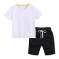 thumbnail image 1 of Boys Summer Outfits Children's Summer Solid Color Short Sleeve T Shirt and Shorts Breathable Cotton Athleisure Two Piece Suit Toddler Boy Outfits C 4 Years-5 Years, 1 of 2