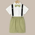 thumbnail image 1 of Boys Summer Outfits Set British Style Short Sleeve Shirt Shorts Suspenders Bow Tie 4PC Children Suit for Performance, 1 of 3