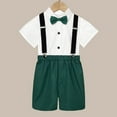 thumbnail image 1 of Boys Summer Outfits Set British Style Short Sleeve Shirt Shorts Suspenders Bow Tie 4PC Children Suit for Performance, 1 of 3