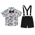 thumbnail image 1 of Boys Summer Outfits Short Sleeve Gentleman Hawaii Cotton Floral Shirts Suspender Trousers Shorts Baby Boy Clothes Blue 3 Years-4 Years, 1 of 6