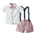 thumbnail image 1 of Boys Summer Outfits Short Sleeve Shirt and Suspender Shorts Set Sizes 6 Years, 1 of 9