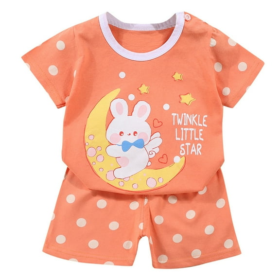 Boys Summer Outfits Summer Kids Toddler Boys and Girls Cartoon Print Short Sleeved T Shirt with Shorts Two Piece Set Boy Shorts Blue 18 Months-24 Months