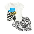 thumbnail image 1 of Boys Summer Outfits Toddler Cartoon Zebra Print Summer Short Sleeve T Shirt and Shorts Kids Lightweight Athleisure Outfit Baby Boy Outfits White 18 Months-24 Months, 1 of 6