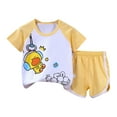 thumbnail image 1 of Boys Summer Outfits Toddler Girls Boys Summer Short Sleeve Cartoon Prints Tops Shorts 2Pcs Outfits Set Baby Girl Outfits Light Yellow 5 Years-6 Years, 1 of 3