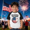 thumbnail image 1 of Boys Summer Short Sleeve Patriotic Print Casual Tee Shirts 250th Anniversary USA Patriotic 250 Years 4th July Baseball Print T-Shirt USA Independence Day Tee(White,4-5 Years), 1 of 3