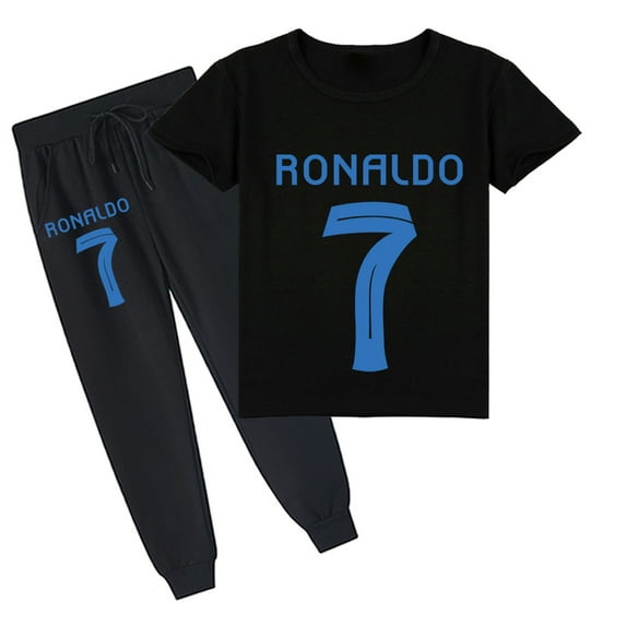 Boys' Summer Short Sleeve T-Shirt Pants Outfits Sets Cristiano Ronaldo Print Children's Sporty Casual Cool