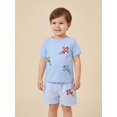 thumbnail image 1 of Boys Summer Shorts Sets Short Sleeve O Neck Airplane Embroidered Tops and Striped Drawstring Shorts, 1 of 10