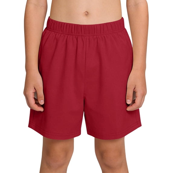 Boys Summer Shorts Soft Cotton Elastic Waisted Wide Leg Lounge Short Pant Kids Casual Sweatshorts (6T, Red)
