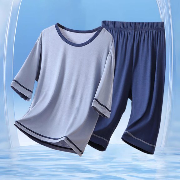 Boys Summer Sleepwear Set Comfortable Short Sleeve Pajama Outfit Soft Breathable Fabric Kids Loungewear Homewear