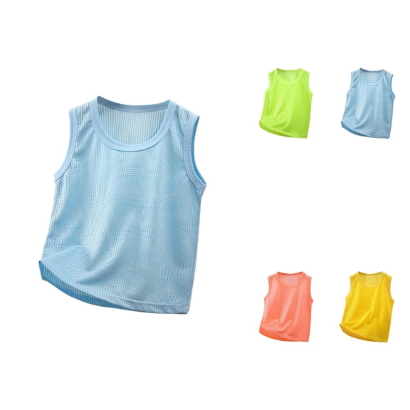 Boys Summer Tank Top, Breathable Mesh Sleeveless Tee For Kids, Casual Athletic Activewear Toddler To Youth Lightweight Comfortable