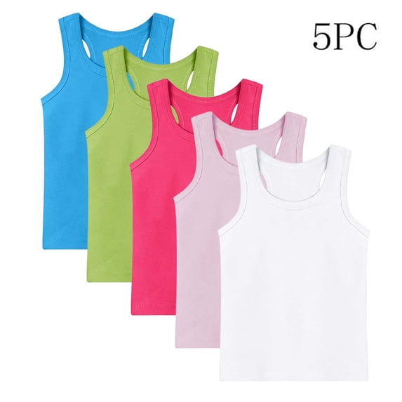 Boys Summer Tank Tops - Soft Cotton Crew Neck Sleeveless Racerback Tanks Undershirt, 5 Pack, Multicolor, 3 Years
