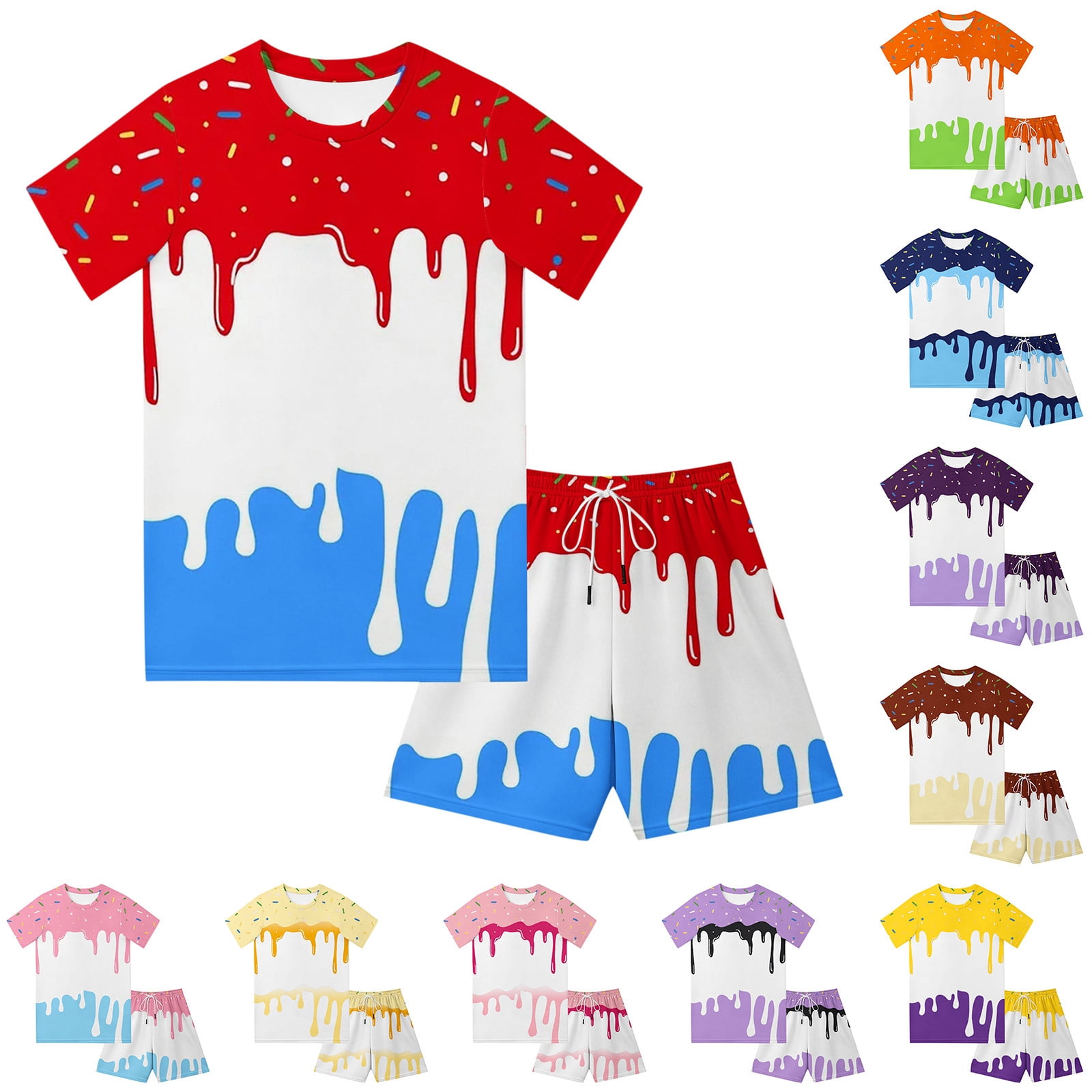 Boys Summer Two Piece Outfit, Short Sleeve Graphic T-Shirt and Shorts ...