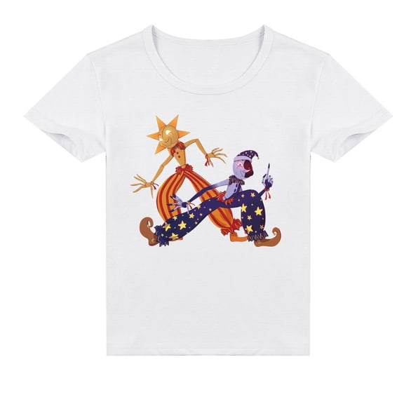 Boys Sundrop and moondrop Cotton Short Sleeve T-shirt Kids Casual Summer Breathable Crew Neck T-shirt