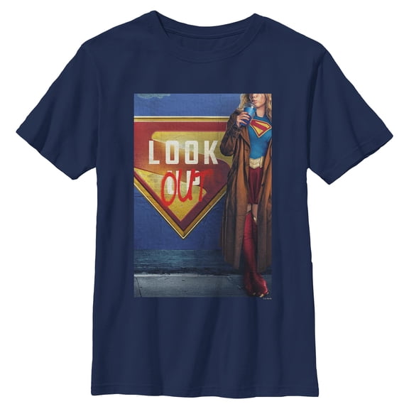 Boys Supergirl Official Look Out Poster T Shirt