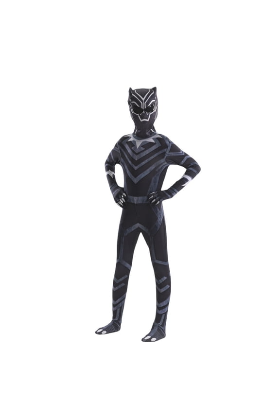 Boys Superhero Armored Stealth Panther Cosplay Costume, Spandex Zentai Bodysuit with Mask for Kids Halloween Party, 1 Count Black 100