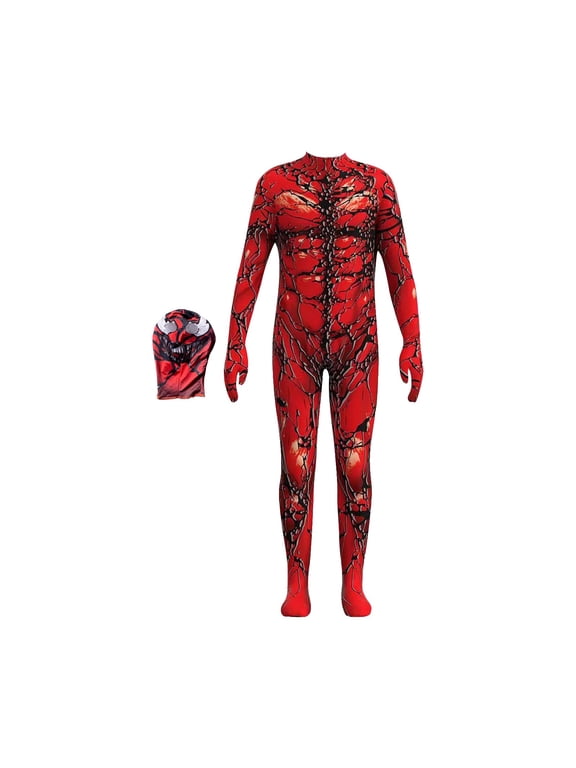 Boys Superhero Full Body Jumpsuit, Spider Patterned Superhero Costume, Premium Stretch Sp&ex Bodysuit for Kids Fun Cosplay Activities