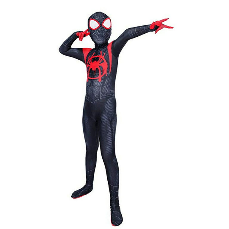 Boys Superhero Spider Costume, Unisex Adults Kids Lycra Spandex Zentai  Miles Morales Peter Park Jumpsuit Bodysuit Halloween Costume  Child-2XL140~150 cm 