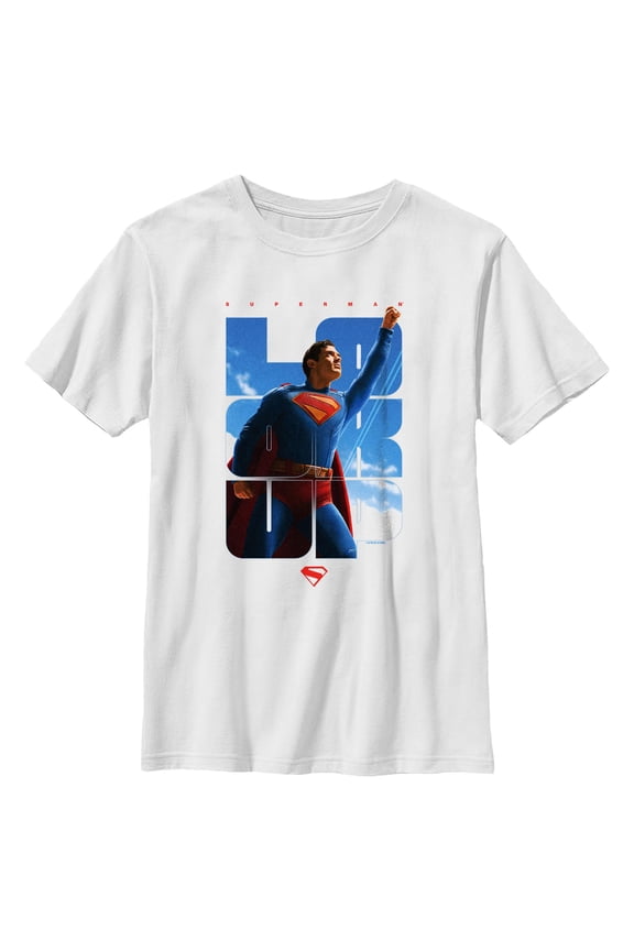 Boys Superman Look Up Classic Pose T Shirt
