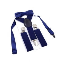 Boys Suspender Metal Clip Y Back Adjustable Elastic Suspenders Bow Tie Set for Kids