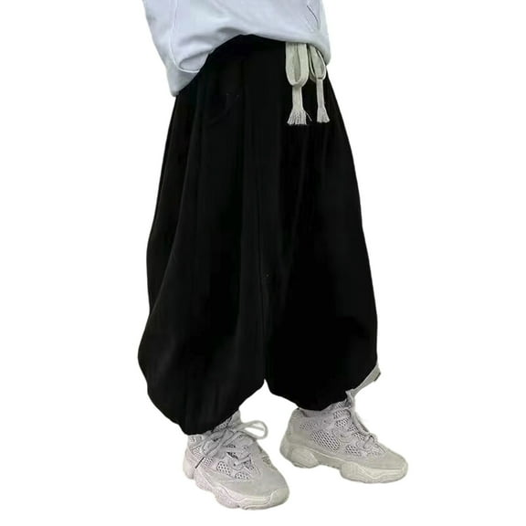 Boys SweatPants,Boys Casual Jogger Elastic Waist Drawstring Sweatpants Athletic,Work Pants,Black,5-6 Years