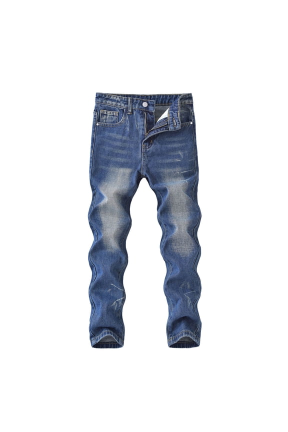 Boys SweatPants,Boys Fashion Distressed Denim Autumn Winter Streetwear Casual,Baggy Pants,Light Blue,7-8 Years