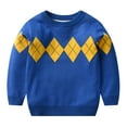 thumbnail image 1 of Boys Sweater Kids Boys Girls Polyester Long Sleeve Jacquard Knit Sweater Base Boys Sweaters Blue 5 Years-6 Years, 1 of 1