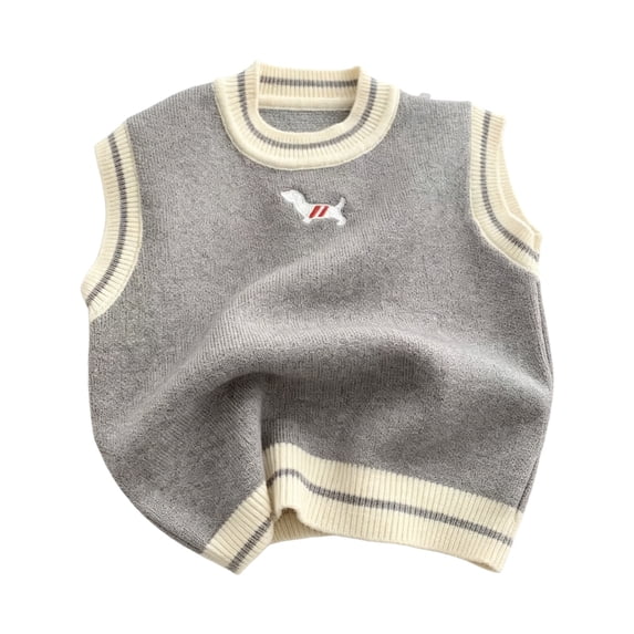 Boys Sweater Vest Cable Knit Crew Neck Sleeveless Cardigan Kids School Uniform Cute Cropped Pullover Sweater Waistcoat Vest