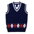 thumbnail image 1 of Boys Sweater Vest Casual V Neck Sleeveless Pullover Knit School Waistcoat Uniform Casual Outfits 1-8Y, 1 of 6