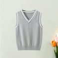thumbnail image 1 of Boys Sweater Vest Knit Sweater V Neck Sleeveless Vest Grey Pullover Uniform Vest Warm Fall Winter Clothes Boys Sweaters Size 7-8 Years, 1 of 3