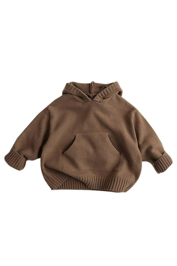 Boys Sweaters Cozy Hooded Fashionable Retro Kids Comfortable Warm Knitwear Ideal for Casual Outings and Everyday Wear